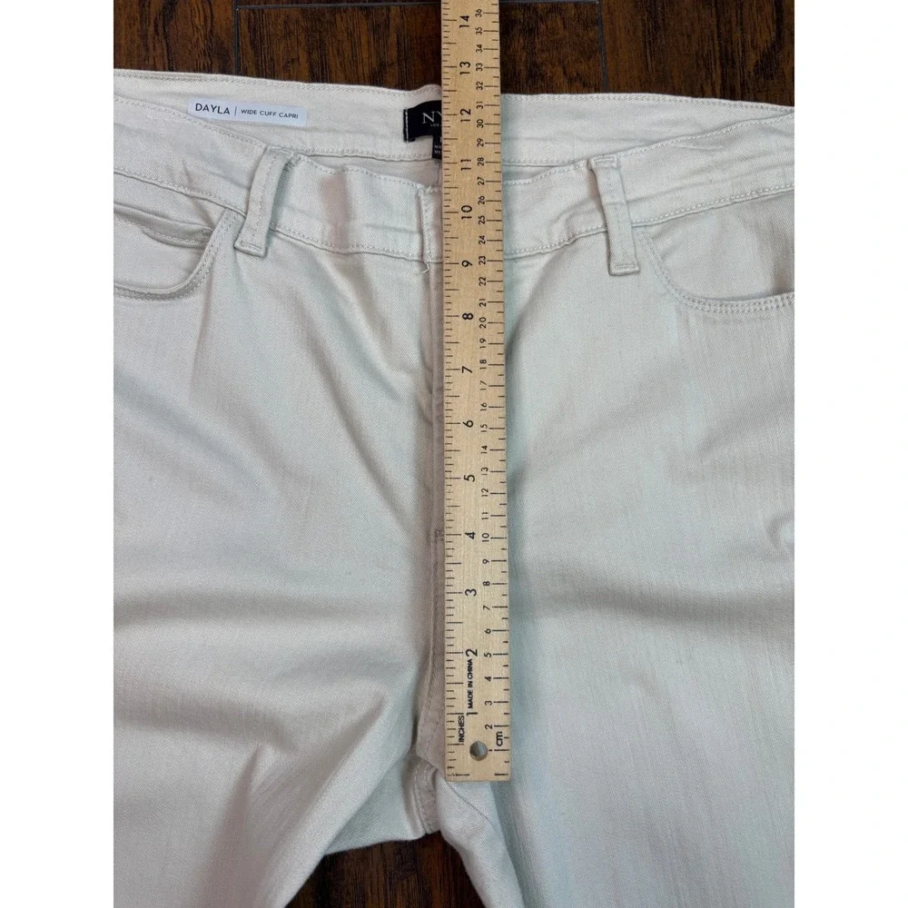 NYDJ Dayla Wide Cuff Capri Jeans‎ 14 Cream Mid-Rise Crop Stretch Womens